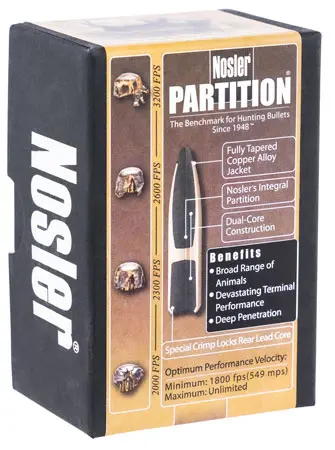 Nosler 16330 Partition30Cal 165gr Spitzer 50/Box