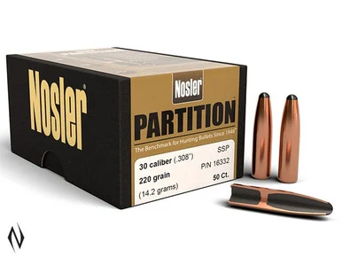 NOSLER 308 220GR SEMI-SPITZER PARTITION 50PK