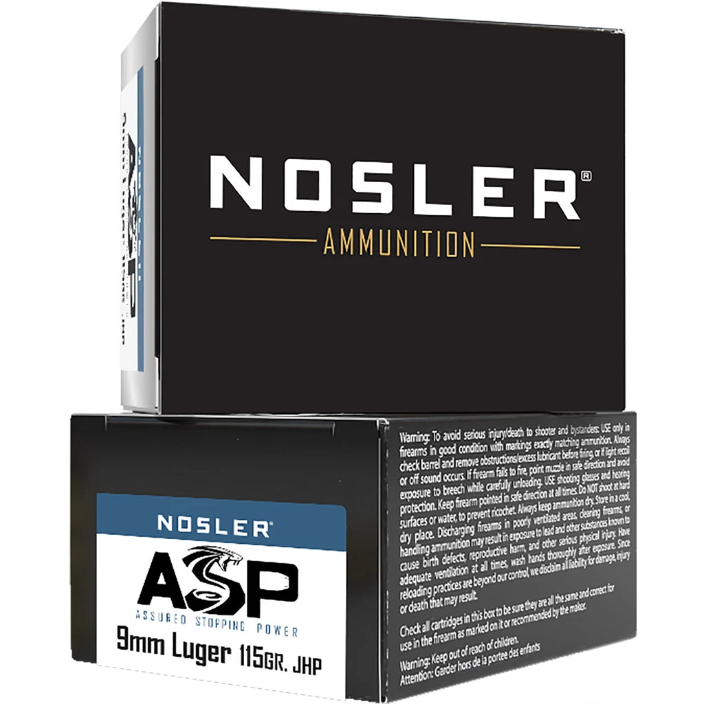 Nosler 51285 Assured Stopping Power Jacketed Hollow Point JHP 115 Grain 9mm Luger/Parabellum