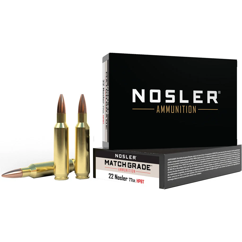Nosler 60016 Match Grade Custom Competition Hollow Point Boat Tail77 Grain .22 Nosler