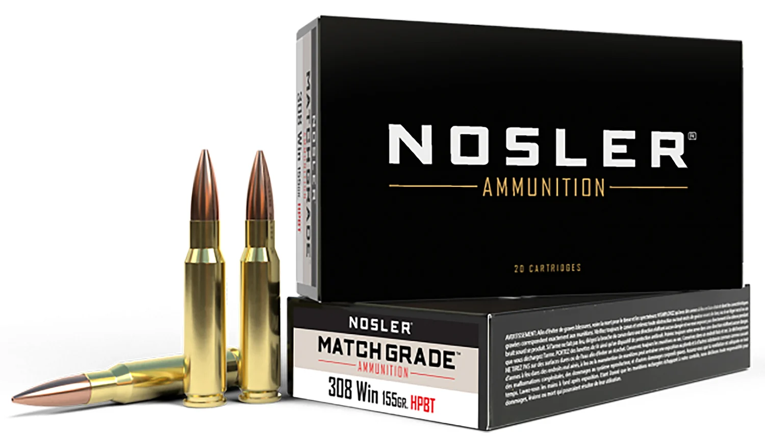 Nosler 60052 Match Grade308 Win 155 gr Custom Competition Hollow Point Boat Tail 20 Per Box/ 10 Case