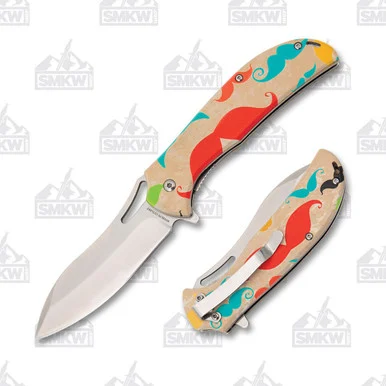 Novelty Knife Co. Mustache Folding Knife 3.5in Spear Point Blade NV328