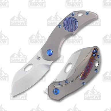 Olamic Busker Largo Folding Knife 2.37in Plain EdgeLight Blasted Ti Mascus B646L