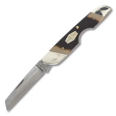 Old Timer Land Shark Folding Knife Brown Sawcut Composition SCT19OT
