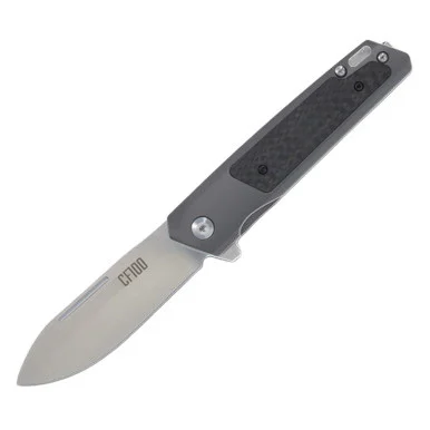 Ontario Knife Co. CF100 Folding Knife Satin 14C28 Spear Point/Carbon Fiber