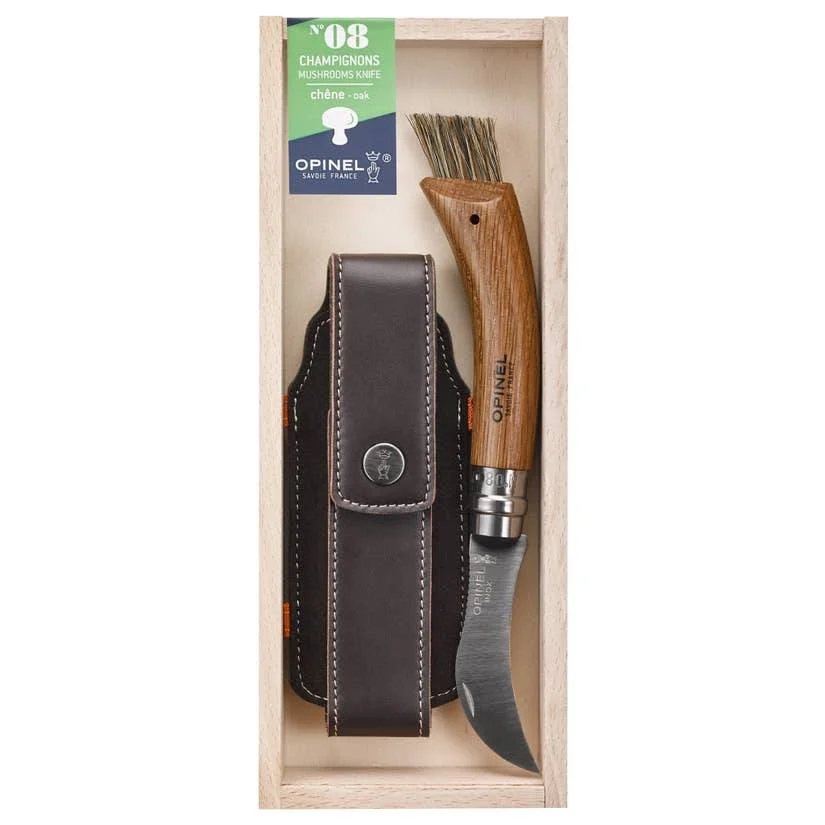 Opinel #08 Oak Wood Mushroom Knife with Sheath in Pencil Case – 7cm (2.8″)