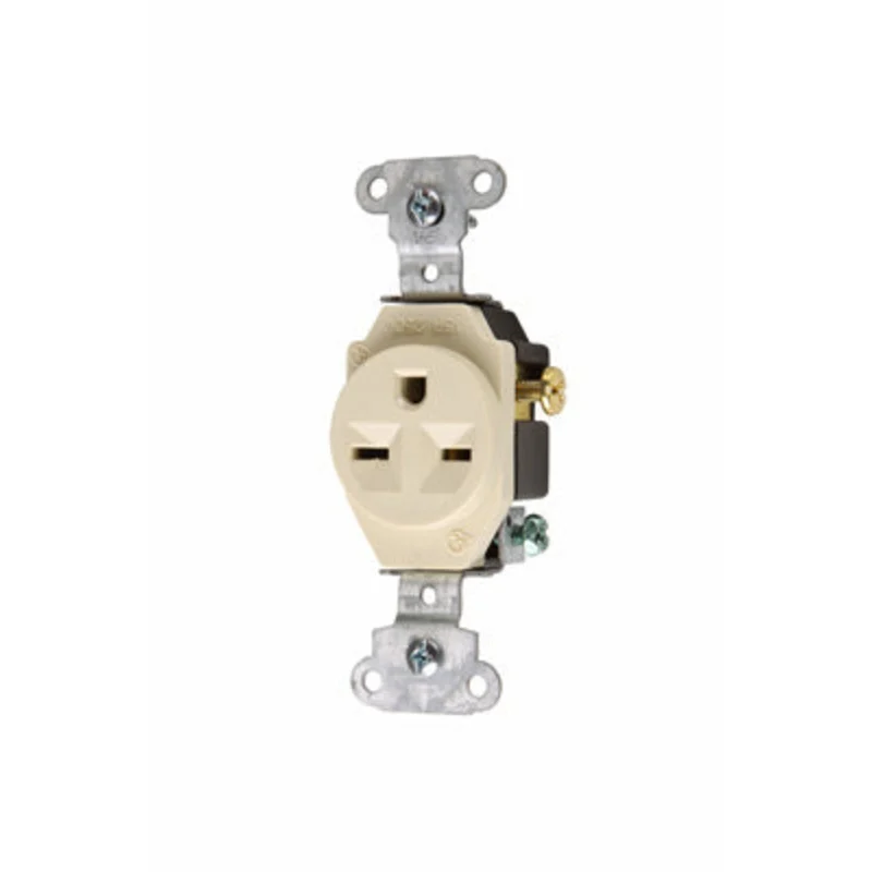 Pass & Seymour 15A 250V Heavy Duty Spec-Grade Single Receptacle, Back and Side Wire, Ivory