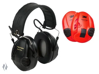 PELTOR SPORTAC BLACK & RED ELECTRONIC EAR MUFFS 24DB