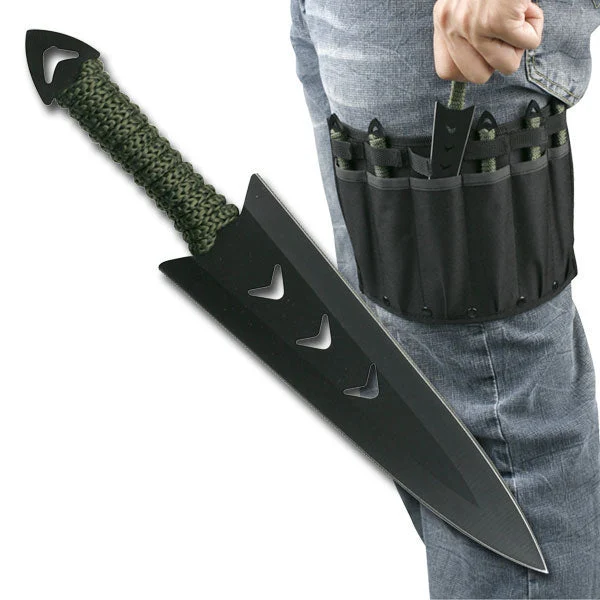 Perfect Point Military Green Six Piece Throwing Knife Set