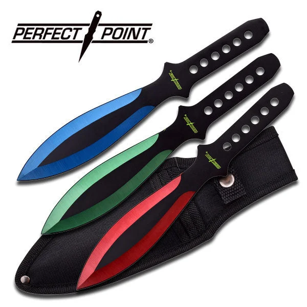 Perfect Point Three Multicolor Throwing Knives (PP-114-3RGB)