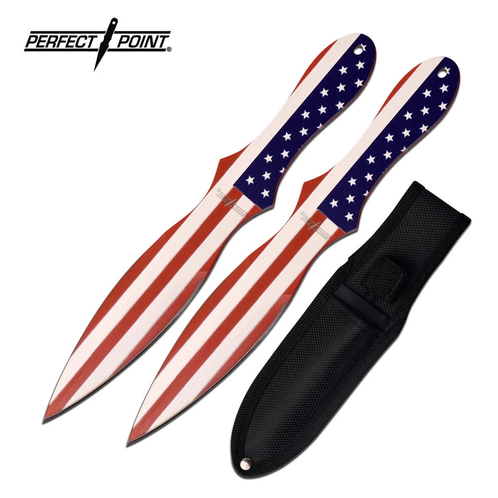 Perfect Point USA American Flag Throwing Knife Set (PP-116-2A)