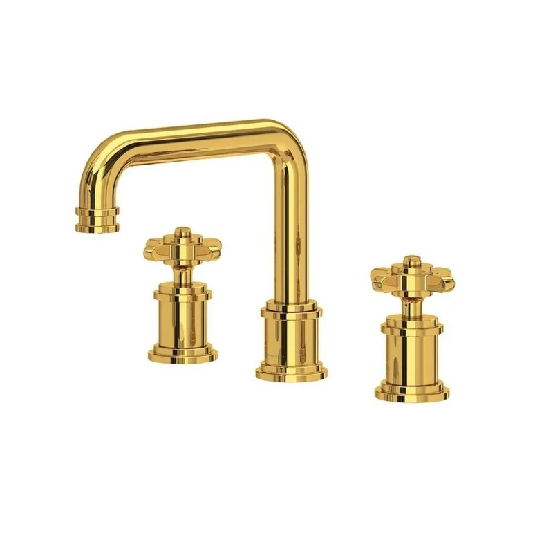 Perrin & Rowe Armstrong Two Handle Widespread Bathroom Sink Faucet in Unlacquered Brass | Ferguson