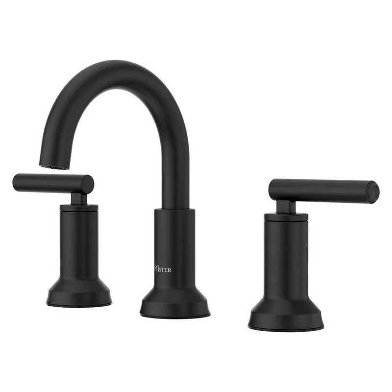 Pfister Capistrano Two Handle Widespread Bathroom Sink Faucet in Matte Black | Ferguson