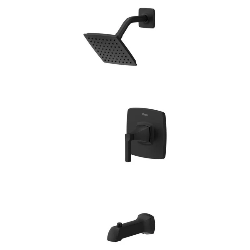 Pfister Vaneri Single Handle Multi Function Bathtub & Shower Faucet in Matte Black (Trim Only) | Ferguson