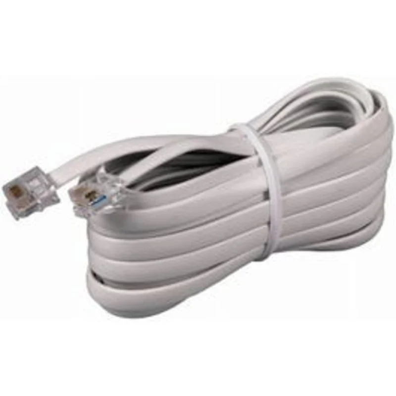 Phone Line Cord, White,15-Ft.