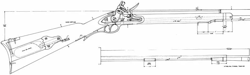 Plan drawing,full exact size,U.S. 1814 Harper's Ferry Rifle