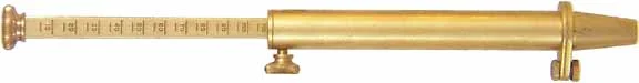 Powder measure, brass, adjustable 0 to 120 grains, with spout