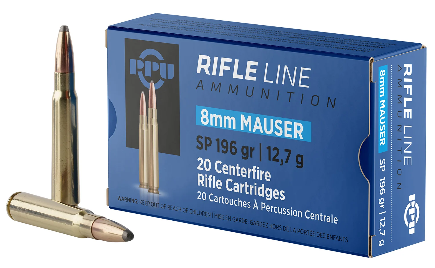 PPU PP8S Metric Rifle8mmMauser 196gr Soft Point 20 Per Box/10 Case