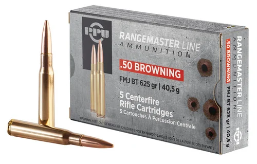 PPU Rangemaster .50 BMG, 625gr, FMJ, 5rd Box