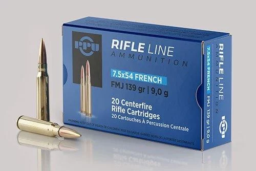 PPU Rifle Ammunition 7.5x54mm French 139 gr FMJ 2600 fps – 20/ct