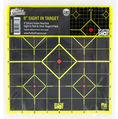 Pro-Shot SplatterShot Sight-In Black/Green Self-Adhesive Paper Impact Enhancement Bright Green Diamond 6 Pack
