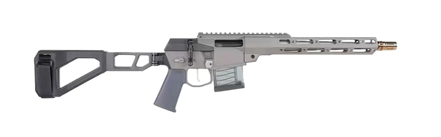 Q LLC MINIFIX55612INPISTOL Mini Fix5.56 NATO 12″ Gray Tapered Threaded Barrel, M-LOK Handguard, Gray Picatinny Rail Receiver, Adj Folding Stock,Black Polymer Grip