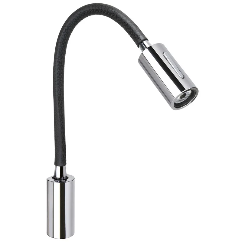Quick Audrey Wall Light w/USB Daylight – Black Leather – Chrome [FASP4881TVCFA00]
