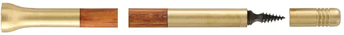 Ramrod for 10 gauge Double Percussion Shotgun by Davide Pedersoli,9mm stained hickory, 29-3/4" long. Brass tips, with tempered steel ball puller hidden under the end cap. Made in the U.S.A.