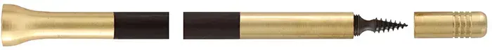 Ramrod for 12 gauge Double Percussion Shotgun by FAP ~ Italy,9mm brown Delrin, 28-3/8" long. Brass tips, with tempered steel ball puller hidden under the end cap. Made in the U.S.A.
