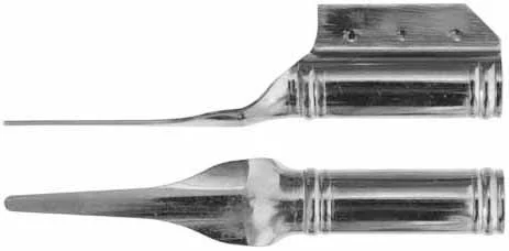 ramrod pipe, iron, fusil entry pipe with skirt, deluxe round with ringed ends, for 5/16" ramrod