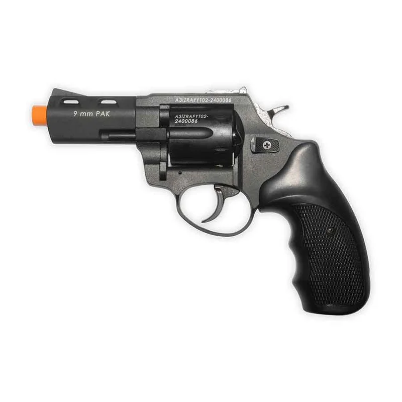 Revólver de fogueo ZORAKI R2 con cañón de 3″ | Calibre .380, PAK de 9 mm y disparo frontal | Acabado negro