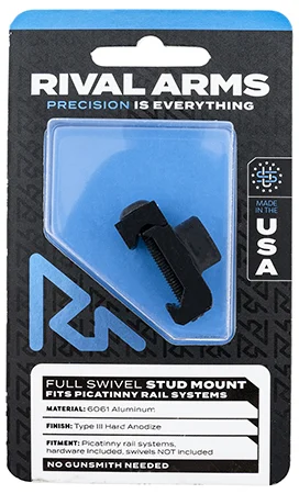 Rival Arms RA-RA92M2B Full Swivel Stud MountBlack Anodized 6061-T6 Aluminum compatible with Picatinny Rail (Swivel Not Included)