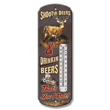 Rivers Edge Shootin' & Drinkin' Tin Thermometer REP1339