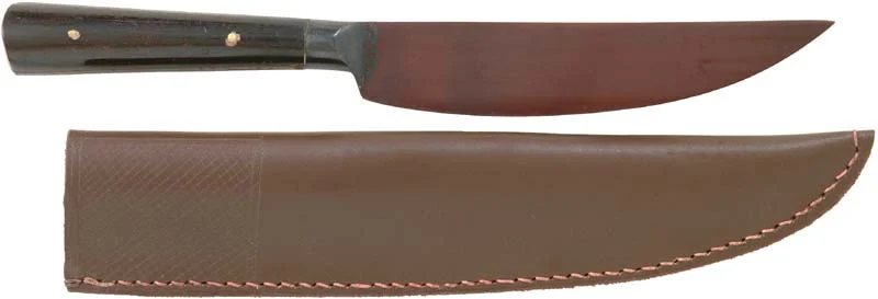 Roach Belly Knife with Bone Scales, 5-1/4" blade, with leather sheath