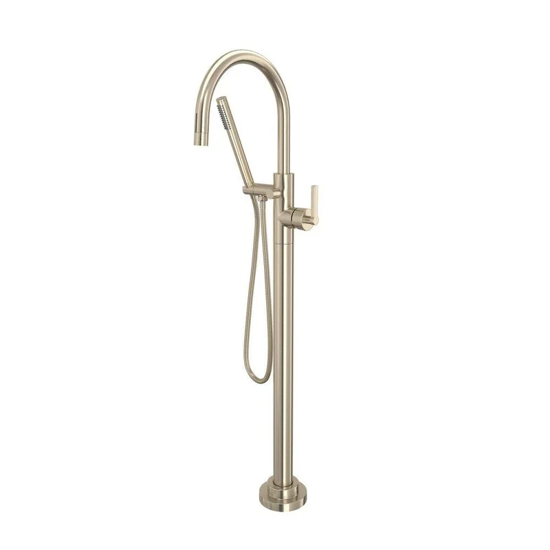 ROHL Lombardia Single Handle Lever Floor Mount Filler in Satin Nickel (Trim Only) | Ferguson