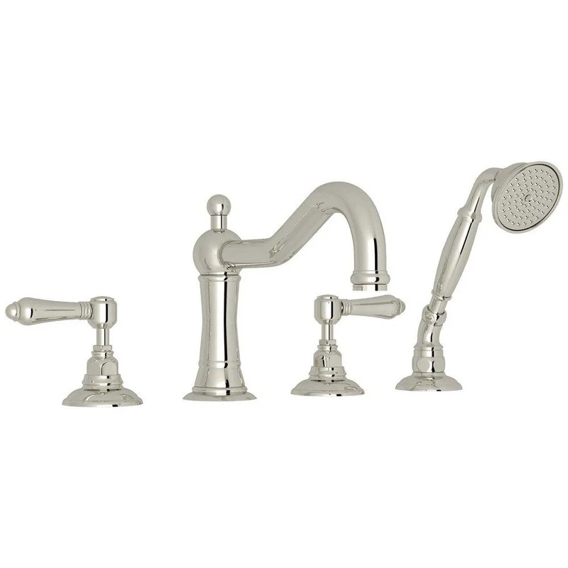 ROHL Lombardia Two Handle Roman Tub Faucet with Hand Shower in Polished Nickel | Ferguson