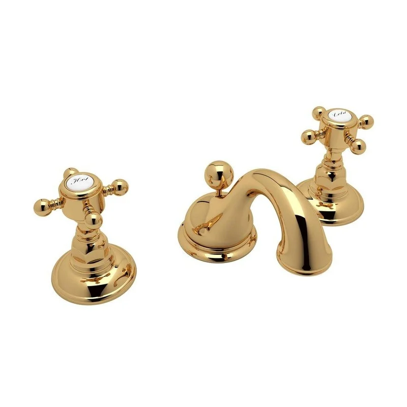 ROHL Viaggio Two Handle Widespread Bathroom Sink Faucet in Italian Brass | Ferguson