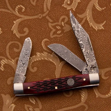 Roper Tombstone Damascus Stockman’s Pocket Knife
