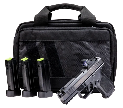 Rost Martin RM1C Comp Bundle *CA Compliant Compact Frame 9mm 4" Compensated Barrel, Polymer Frame w/Picatinny Rail, Viridian RFX-11 Green Dot, 10 Rd