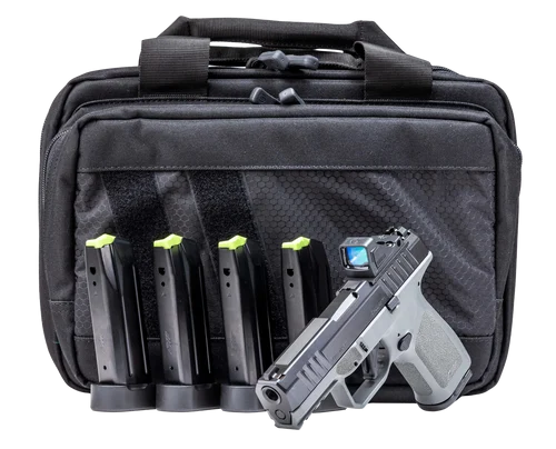 Rost Martin RM1C Compact Frame 9mm 4" Match Grade Barrel, Stone Gray Frame, Viridian Green Dot Sight, 1x 15 Rd, 3x 17 Rd Mags, Case