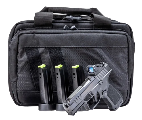 Rost Martin RM1C Viridian Optic Package 9mm, 4" Barrel, RFX11 Red Dot, Black, Savior Pistol Bag, 15rd & 17rd Mags