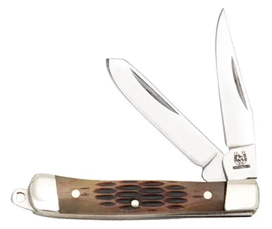 Rough Ryder Amber Jigged Bone Miniature Trapper Folding Knife RR807
