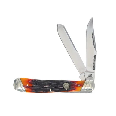 Rough Ryder Brown Stag Bone Trapper Folding Knife RR1789