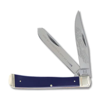 Rough Ryder Patriot Trapper Folding Knife Blue Synthetic 440A RR2028
