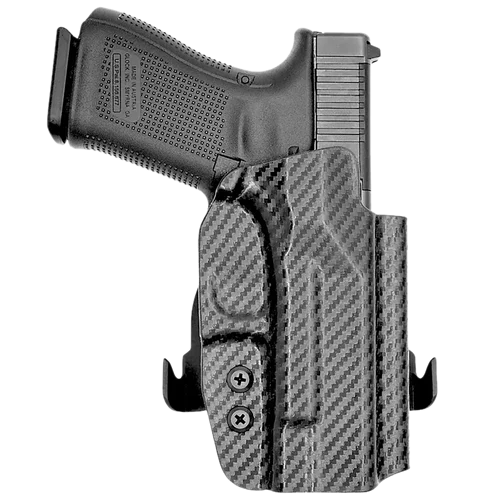 Rounded Gear Paddle Holster Outside Waistband Black Carbon Fiber Kydex Fits Glock 43/48