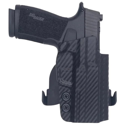 Rounded Gear Paddle Holster Outside Waistband Black Carbon Fiber Kydex Fits Sig P365 X Macro