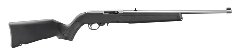 Ruger 10/22, 22 LR, 18.5" SS Barrel & Receiver, Black Stock, Adj Rear, Gold Front, 10rd