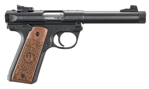 Ruger Mark IV 22/45 Collector's Series 22 LR, 5.50" Blued Threaded Bull Barrel, Blued Alloy Steel Receiver, Blued Polymer Frame Engraved American Walnut Grip 10 Rd