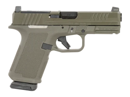 Ruger RXM Exclusive Compact 9mm 4" Barrel, OD Green Alloy Optic Ready/Serrated Slide, OD Green Frame w/Accessory Rail, RMR/RMSc/DeltaPoint Pro Footprint, 15 Rd