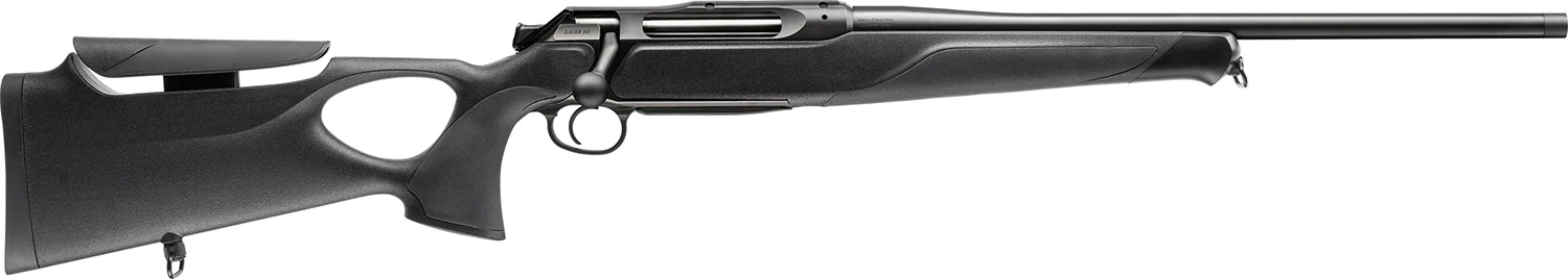 Sauer 80117653 505 Synchro XT Full Size 300 Win Mag 3+1 24″ Titanium Gray Threaded Barrel, Saddle Mount Steel Receiver, Black Thumbhole w/Adj Comb Synthetic Stock